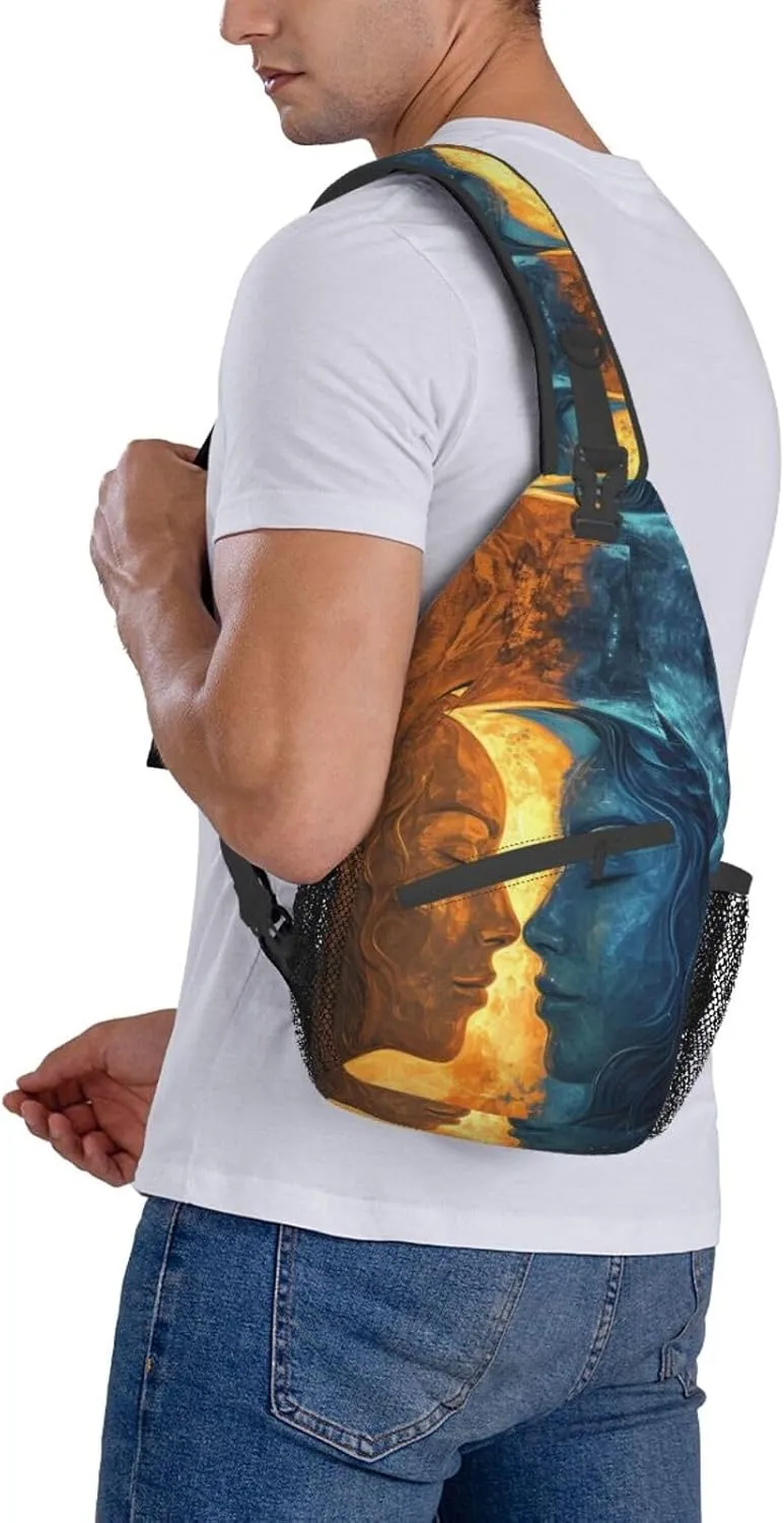 Sun Moon Stars Sling Backpack Hiking Backpack Crossbody Bag Sports Lightweight And waterproof Chest Bag Shoulder Bag For Women Men