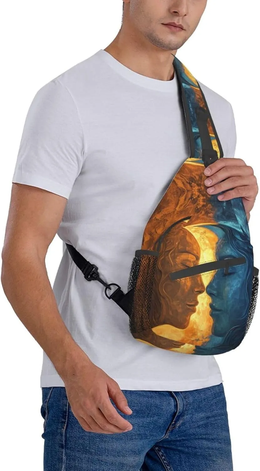 Sun Moon Stars Sling Backpack Hiking Backpack Crossbody Bag Sports Lightweight And waterproof Chest Bag Shoulder Bag For Women Men