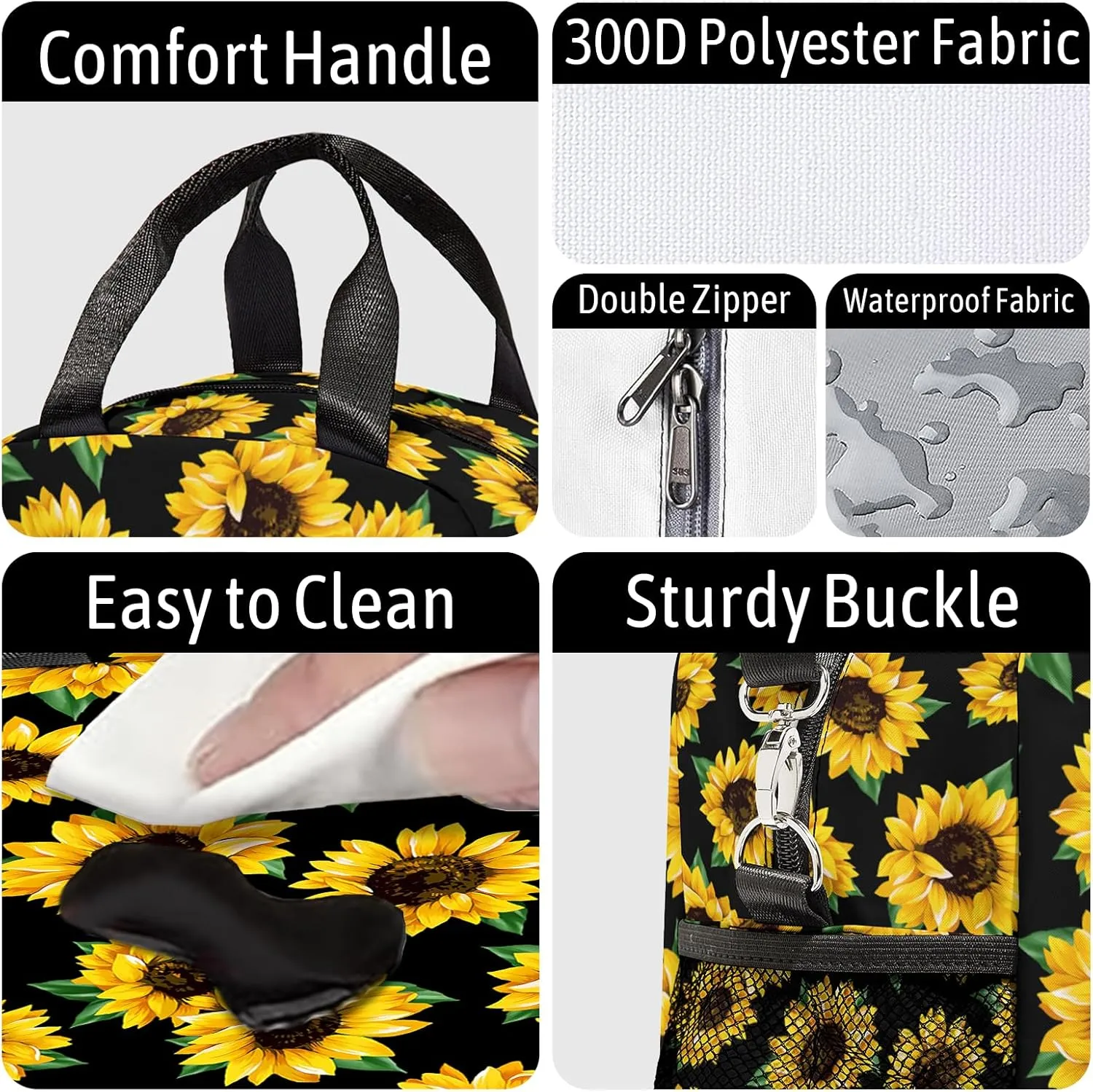 Sunflower Lunch Box for Adult Kids,Sunflower Lunch Bag with Adjustable Shoulder Strap Bag For Girls Boys Men Women,sunflower LunchBags for School Students, Camping,Picnic,Travel,Work