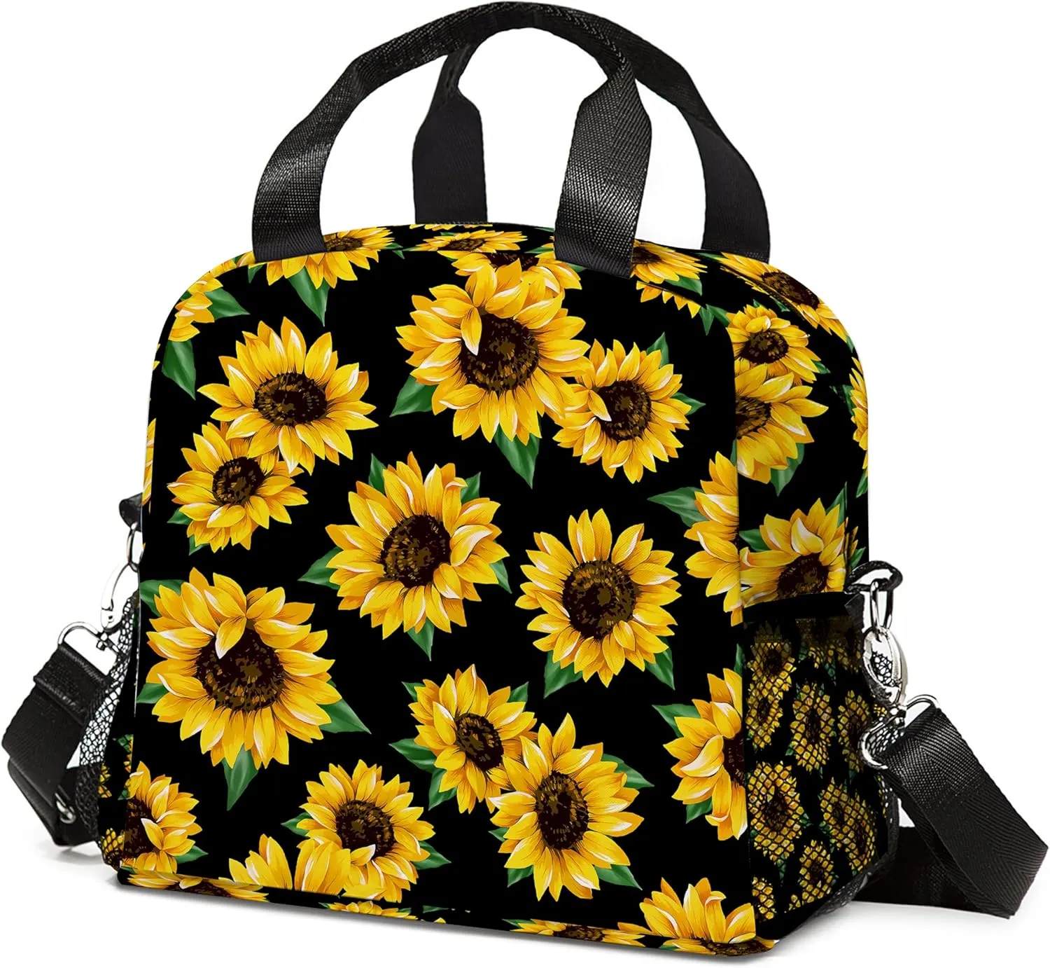 Sunflower Lunch Box for Adult Kids,Sunflower Lunch Bag with Adjustable Shoulder Strap Bag For Girls Boys Men Women,sunflower LunchBags for School Students, Camping,Picnic,Travel,Work