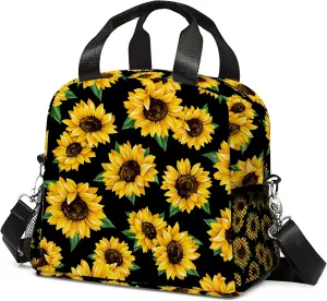 Sunflower Lunch Box for Adult Kids,Sunflower Lunch Bag with Adjustable Shoulder Strap Bag For Girls Boys Men Women,sunflower LunchBags for School Students, Camping,Picnic,Travel,Work