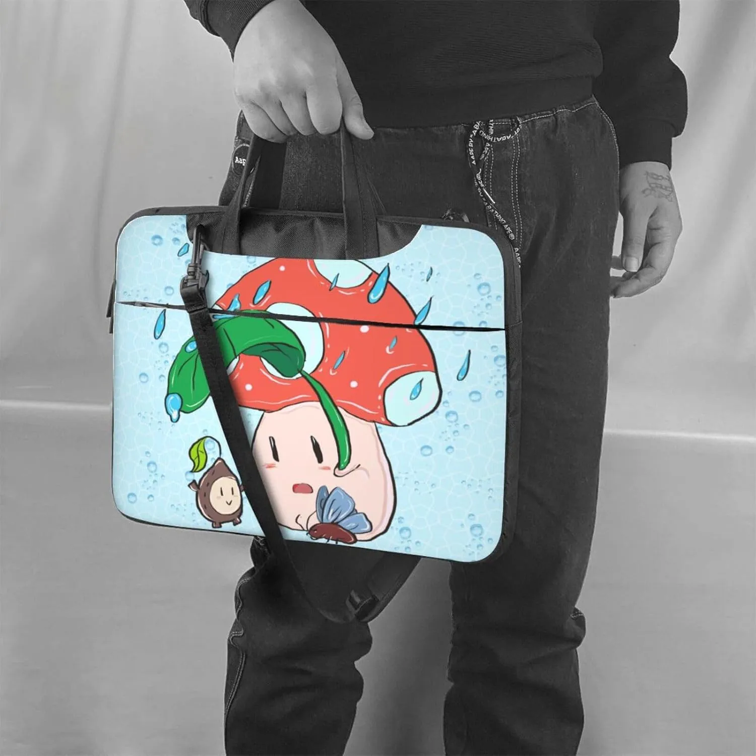 Sunflower seeds and mushroom Ultra-thin portable shoulder laptop bag Stylish and Protective Shockproof soft lining