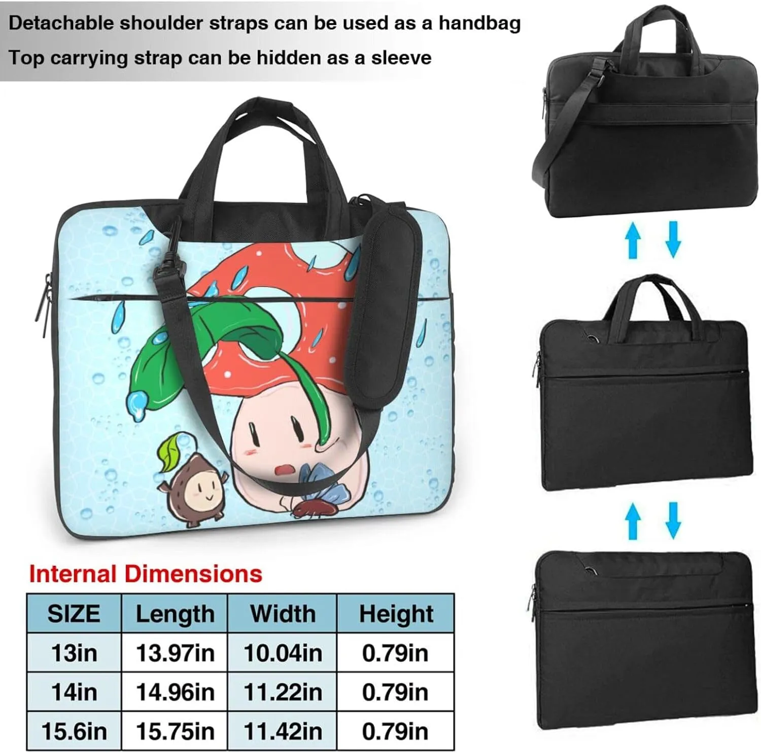 Sunflower seeds and mushroom Ultra-thin portable shoulder laptop bag Stylish and Protective Shockproof soft lining