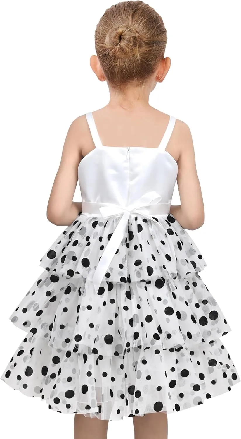 Sunny Fashion Girls Dress Cat Face Black Tower Ruffle Dancing Party Size 4-10