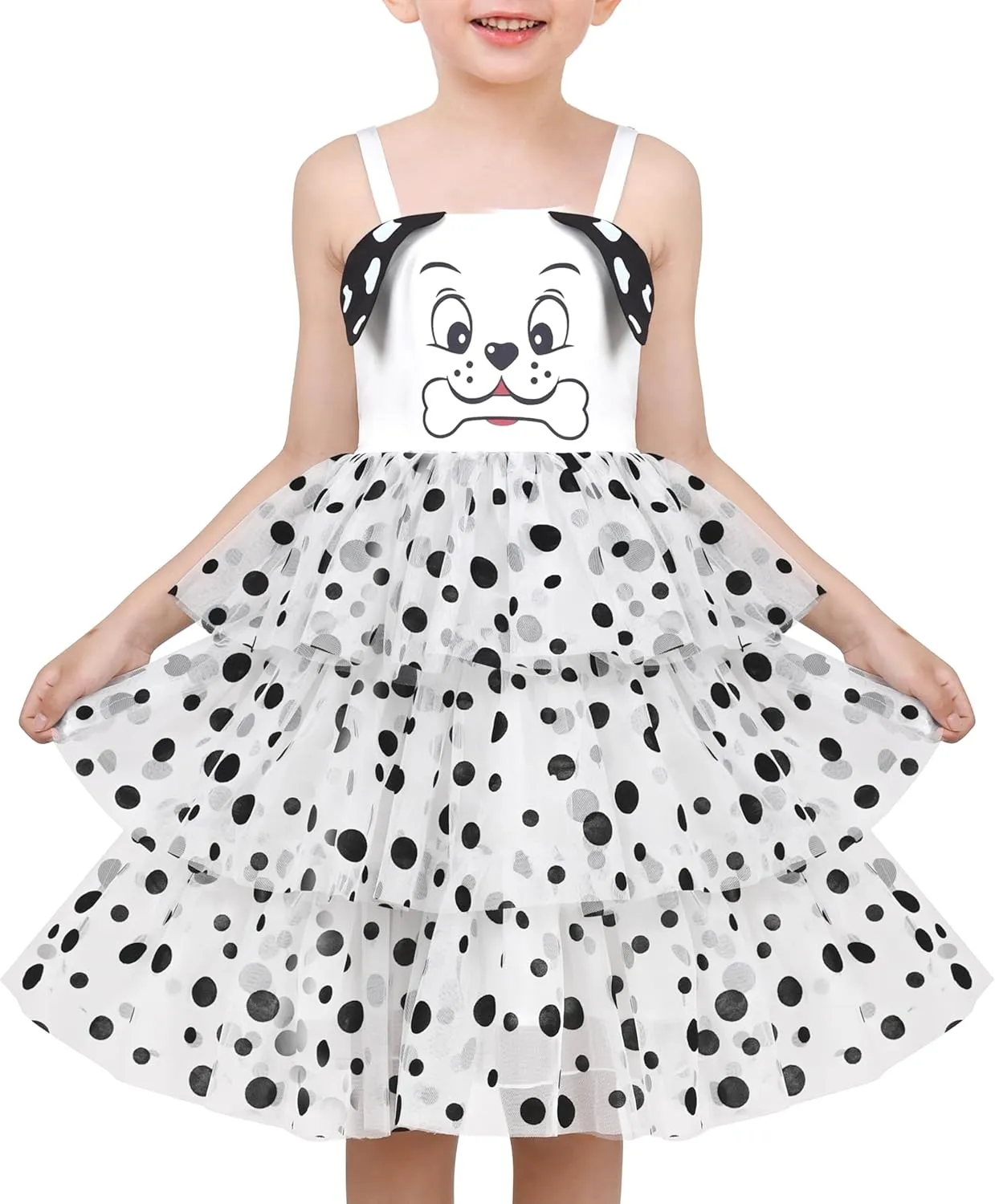 Sunny Fashion Girls Dress Cat Face Black Tower Ruffle Dancing Party Size 4-10