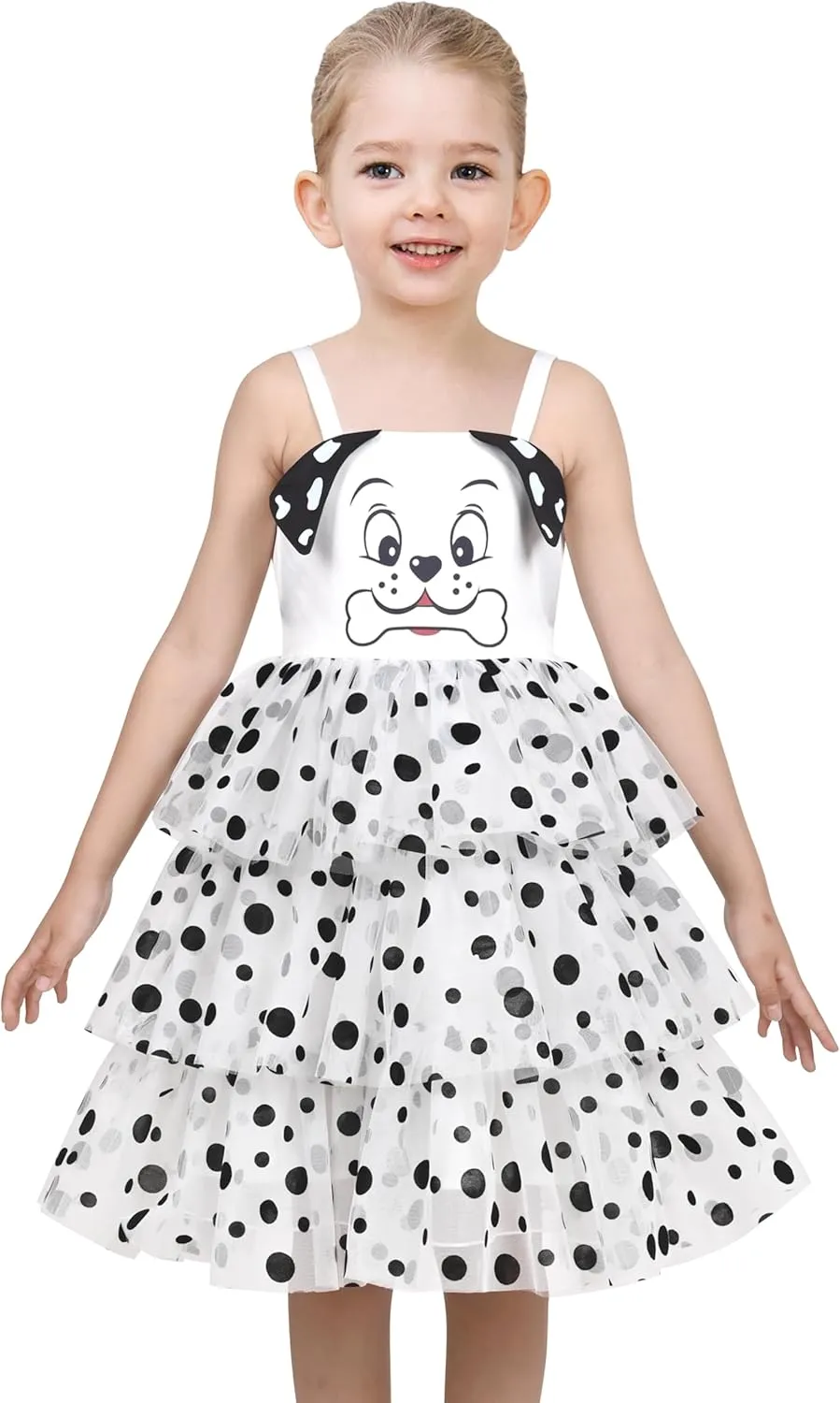 Sunny Fashion Girls Dress Cat Face Black Tower Ruffle Dancing Party Size 4-10