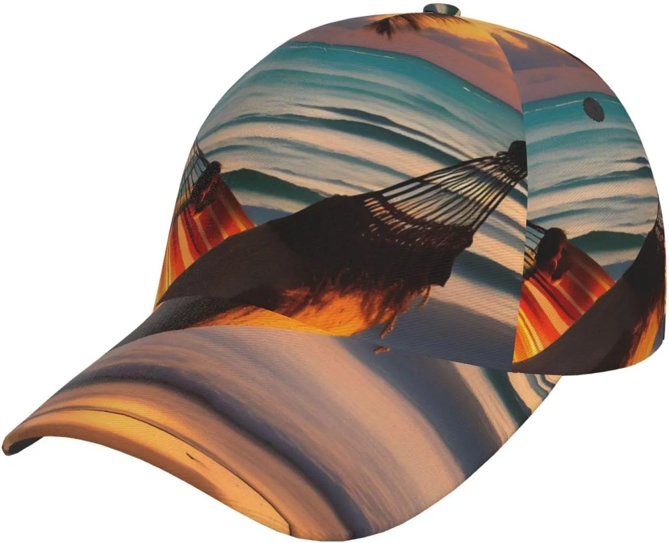 Sunset Beach Hammock Baseball Cap,Adjustable Baseball Cap,^*Sports Cap,Breathable,Washable,Suitable for Both Men and Women Black