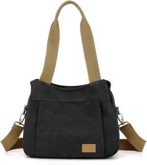Sunshinejing Women's Canvas Purse Small Shoulder Tote Work Crossbody Bag Multi-pocket Handbag