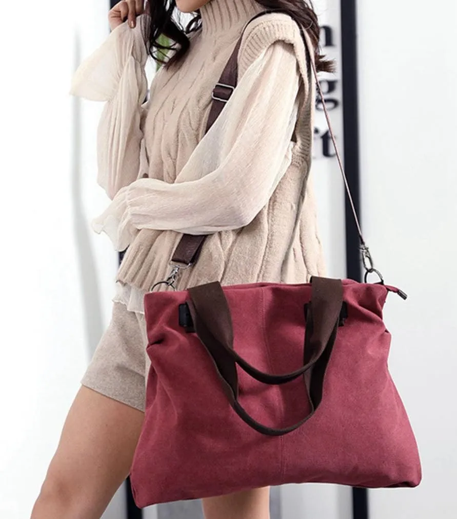 Sunshinejing Women's Canvas Tote Bag Shoulder Crossbody Purses Work Travel Handbag Hobo Bag