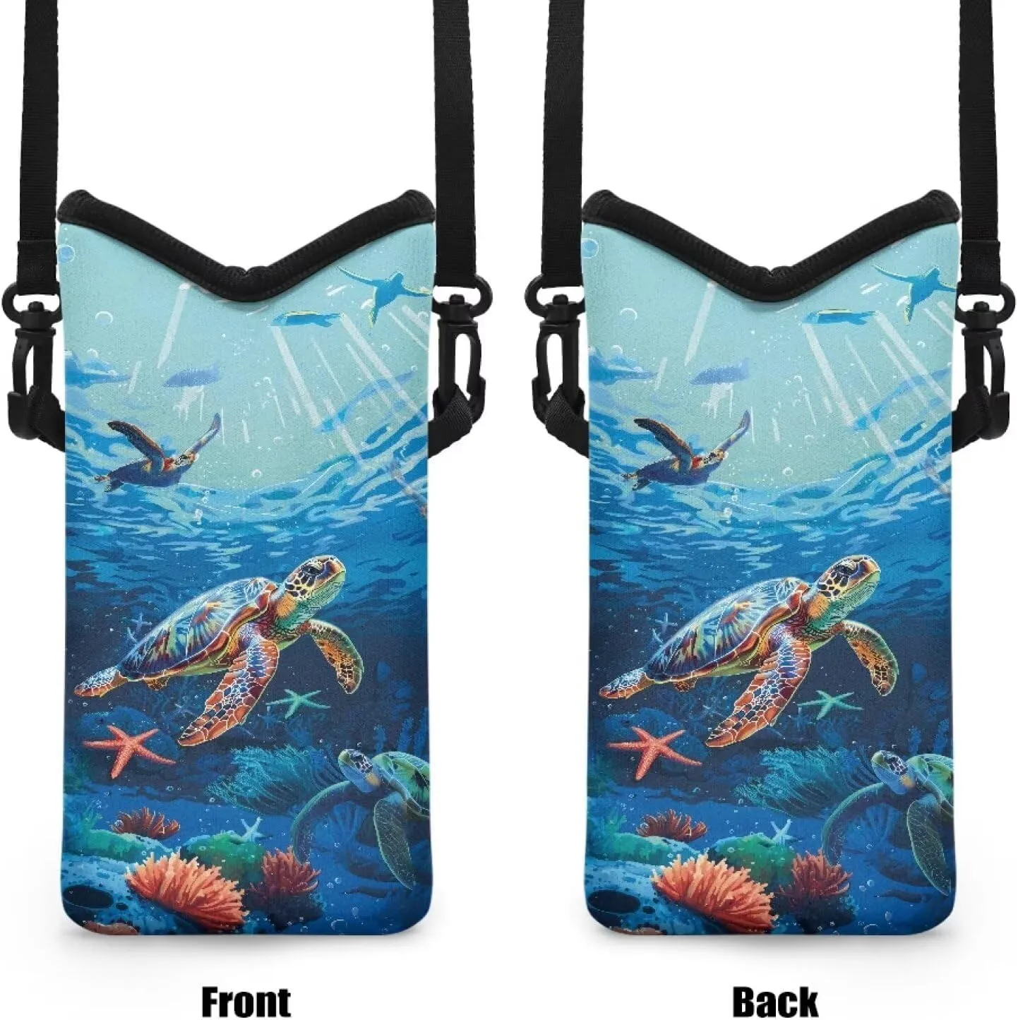 Suobstales Sea Turtle Print Cell Phone Case for Women Men Water Plants Design Travel Crossbody Cell Phone Purse Phone Case Bag Wallet Smartphone Shoulder Bag for iPhone Samsung