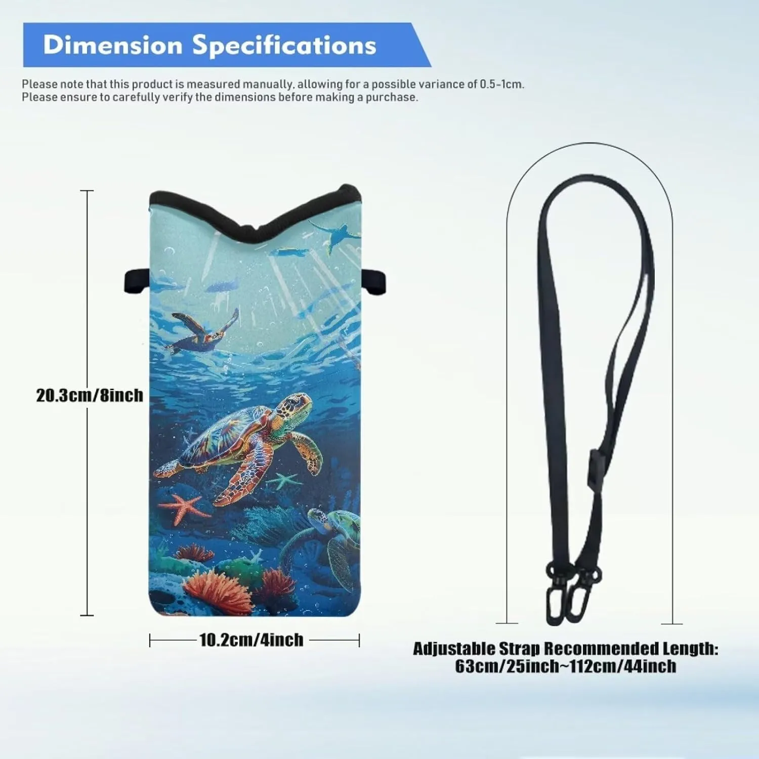 Suobstales Sea Turtle Print Cell Phone Case for Women Men Water Plants Design Travel Crossbody Cell Phone Purse Phone Case Bag Wallet Smartphone Shoulder Bag for iPhone Samsung
