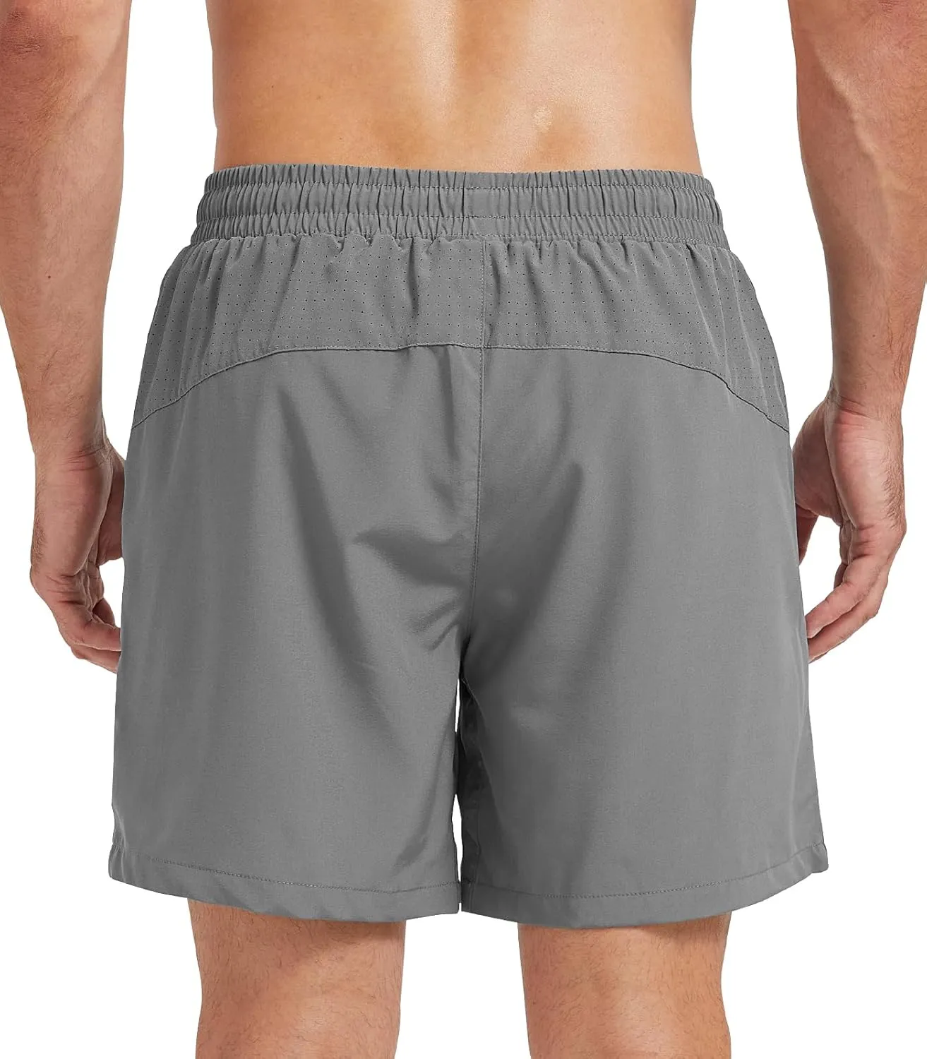 Surenow Men's Athletic Running Shorts Lightweight Gym Workout Shorts with Zipper Pockets Quick Dry Sports Shorts for Men