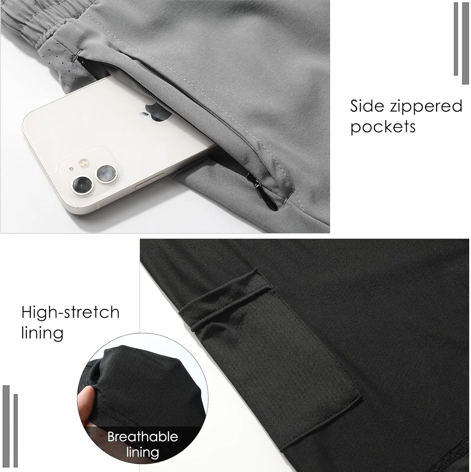 Surenow Men's Athletic Running Shorts Lightweight Gym Workout Shorts with Zipper Pockets Quick Dry Sports Shorts for Men