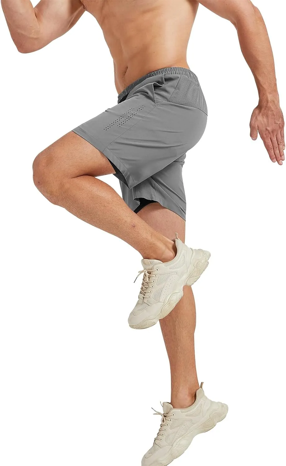 Surenow Men's Athletic Running Shorts Lightweight Gym Workout Shorts with Zipper Pockets Quick Dry Sports Shorts for Men
