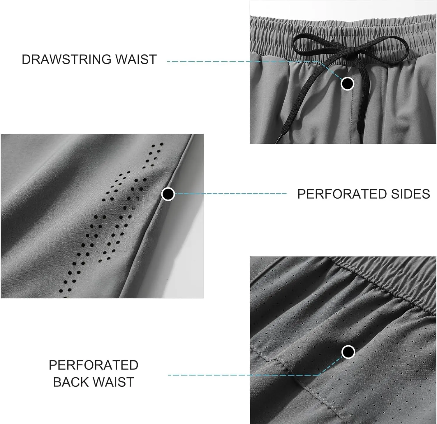 Surenow Men's Athletic Running Shorts Lightweight Gym Workout Shorts with Zipper Pockets Quick Dry Sports Shorts for Men