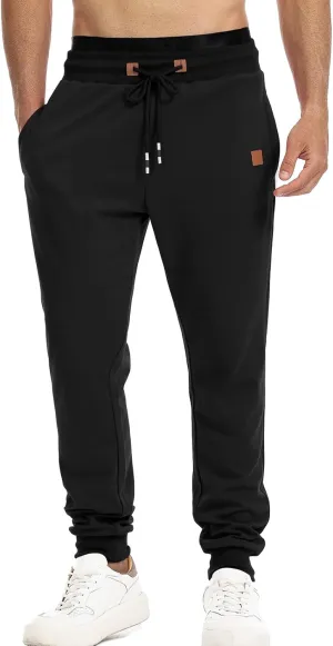 Surenow Men's Athletic Sweatpants Active Workout Jogger Pants for Men with Pockets Tapered Drawstring Gym Running Track Pants