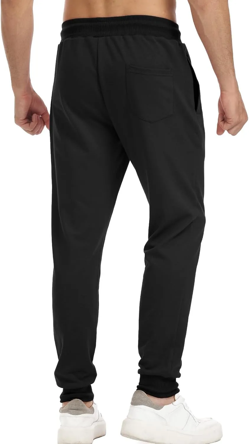 Surenow Men's Athletic Sweatpants Active Workout Jogger Pants for Men with Pockets Tapered Drawstring Gym Running Track Pants