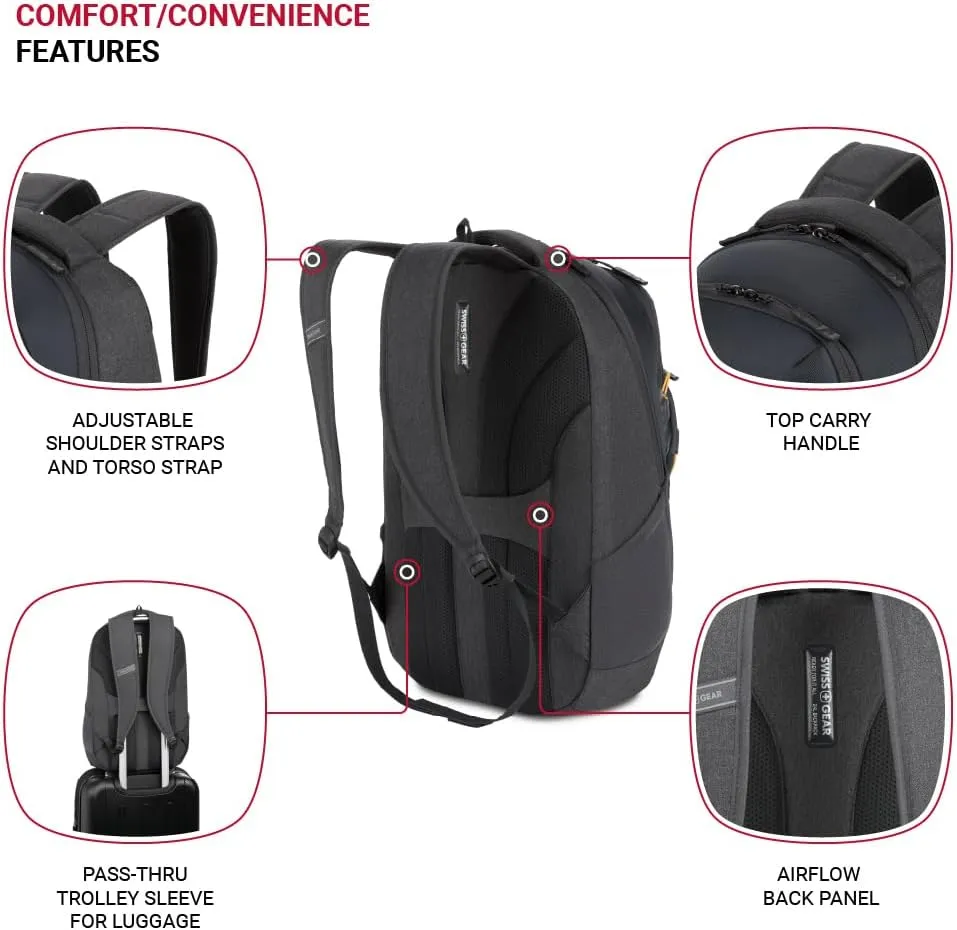 SwissGear 8175 Laptop Backpack, Charcoal Heather, 18 Inches