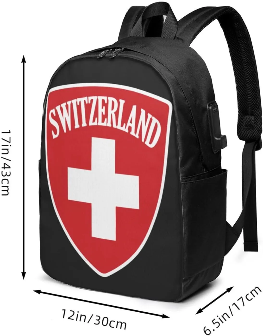 Switzerland Coat of Arms Suisse 1291 Laptop Backpacks Travel Backpack Casual Business Daypack Sport Rucksack Computer Bag Fits up to 17 Inch Notebook with USB Port