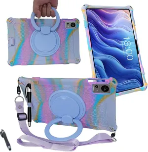 Tablet Case for Teclast T60 12 Inch,Soft Anti-Stress Silicone Case with Rotate Stand/Pencil Holder/Shoulder Strap/Pen for Teclast T60 (Colorful Purple)