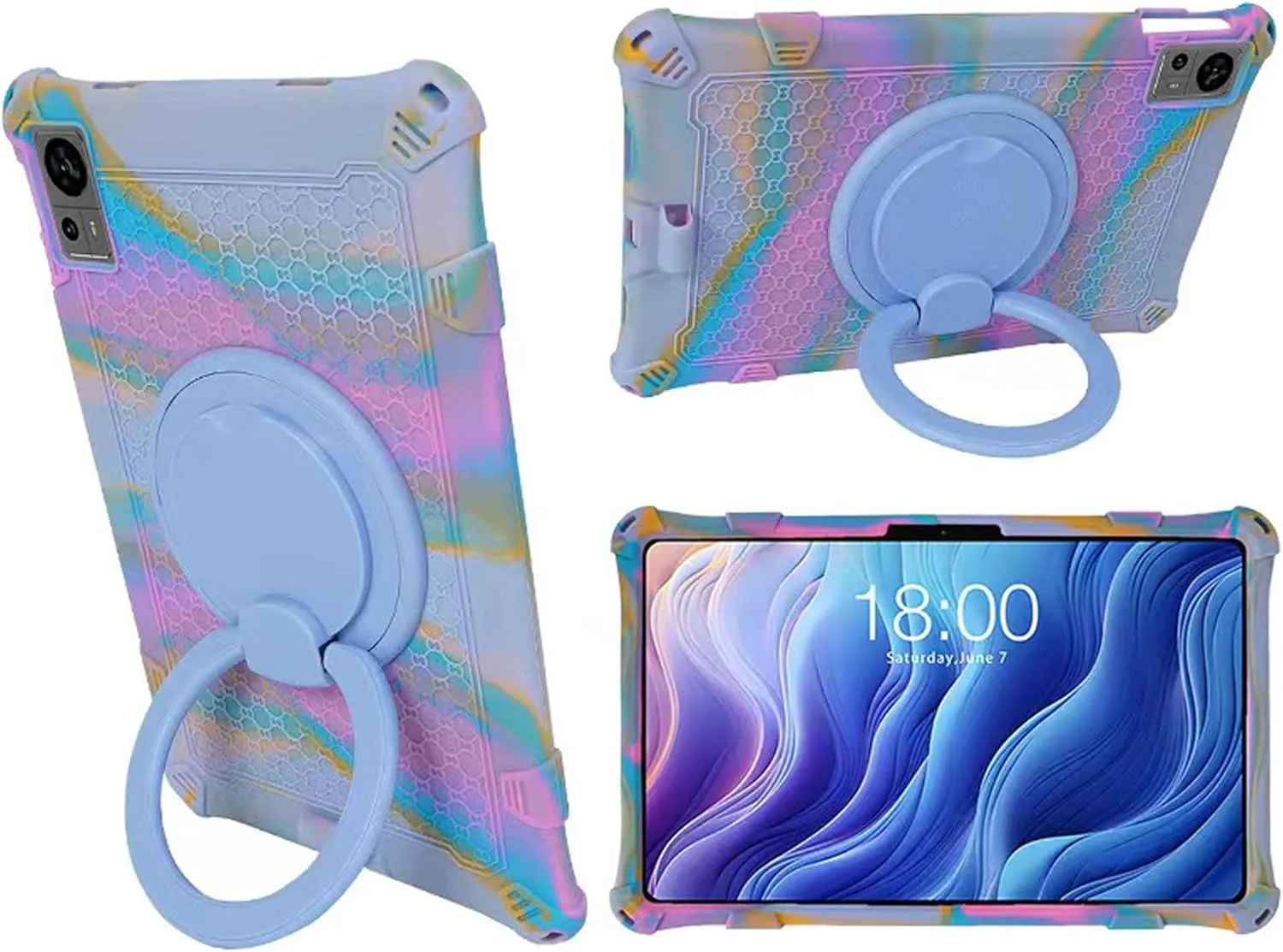 Tablet Case for Teclast T60 12 Inch,Soft Anti-Stress Silicone Case with Rotate Stand/Pencil Holder/Shoulder Strap/Pen for Teclast T60 (Colorful Purple)