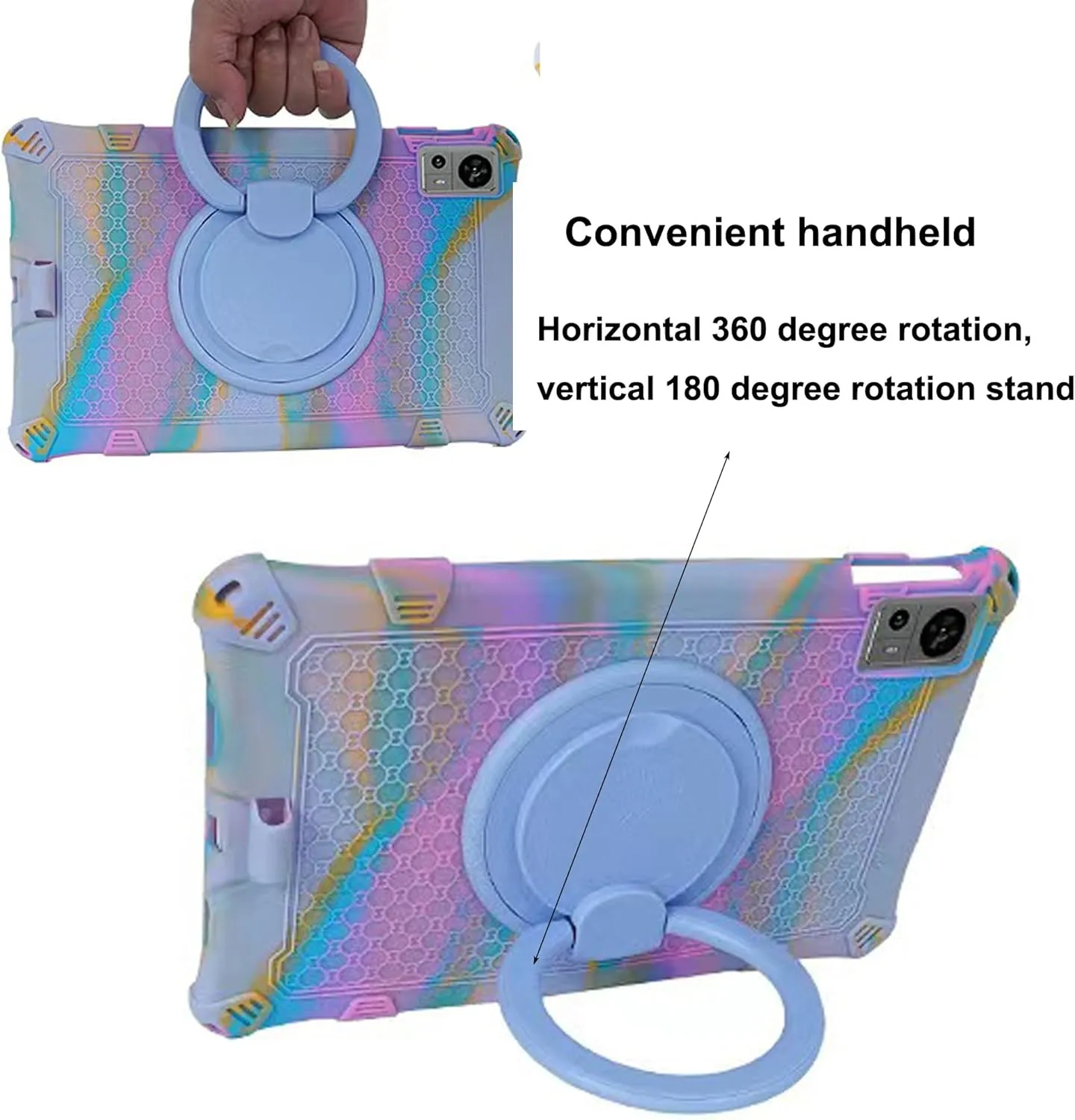 Tablet Case for Teclast T60 12 Inch,Soft Anti-Stress Silicone Case with Rotate Stand/Pencil Holder/Shoulder Strap/Pen for Teclast T60 (Colorful Purple)