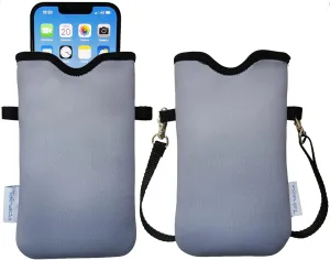 Tainada Men Women Neoprene Phone Sleeve Pouch Case Bag with Crossbody Strap/Neck Lanyard for iPhone 16/15/14 Pro Max, 16/15/14 Plus, Samsung S24 , S23, A25, A35, A54, Z Fold5, Google Pixel 9 (Gray)
