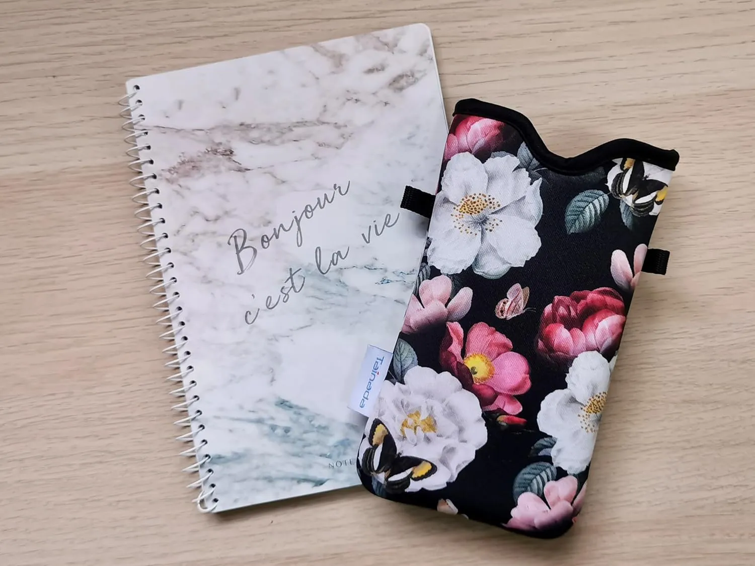 Tainada Neoprene Phone Sleeve Pouch Case Bag for Women w/Crossbody Strap/Neck Lanyard for iPhone 16/15/14 Pro Max, 16/15/14 Plus, Samsung S25. S24 , S23, A54, Z Fold6, Google Pixel 9 (Black Floral)