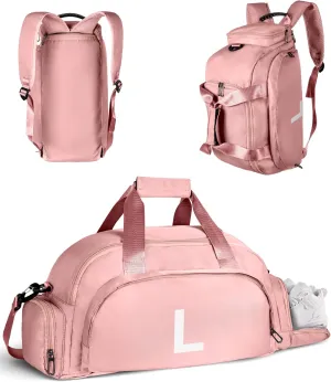 Teenager Girl Gifts Ideas, Initial Gym Bags with Shoe Compartment, Personalized Girl Duffel Bag, Monogram Kid Overnight Bags, Teen Weekend Bag-Fashion Trendy Stuff (Letter L)