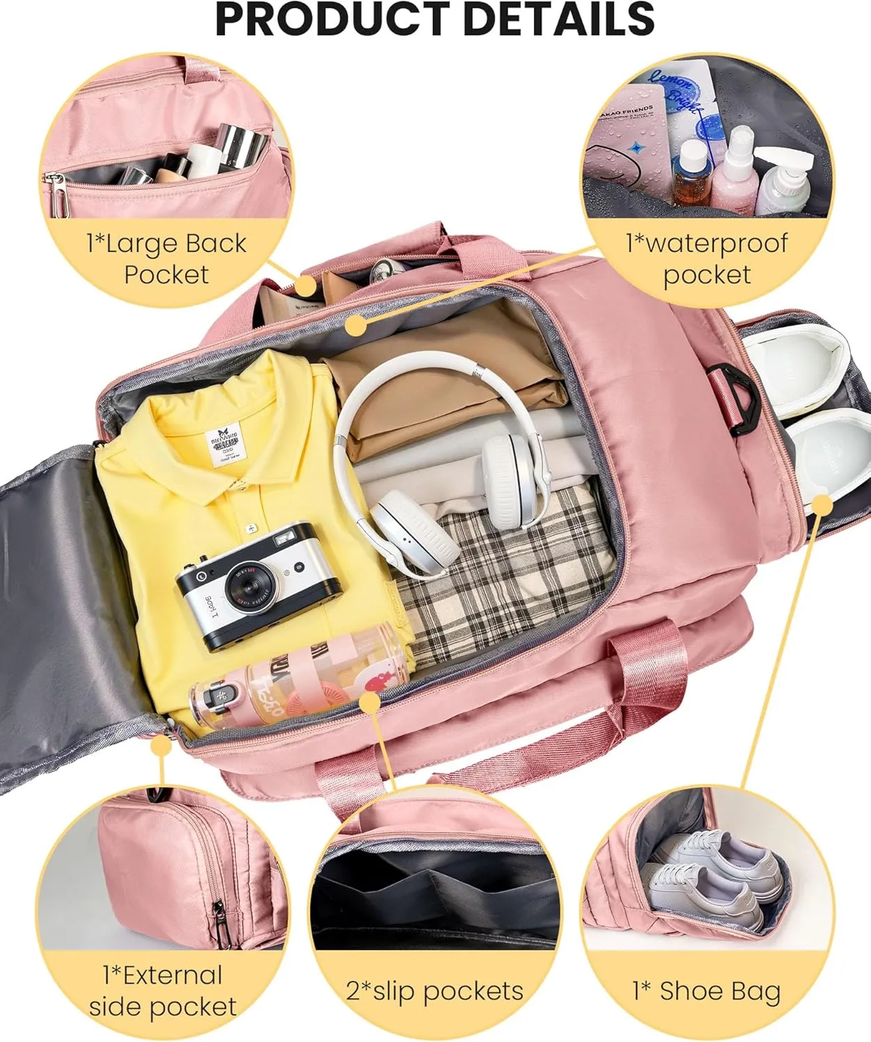 Teenager Girl Gifts Ideas, Initial Gym Bags with Shoe Compartment, Personalized Girl Duffel Bag, Monogram Kid Overnight Bags, Teen Weekend Bag-Fashion Trendy Stuff (Letter L)