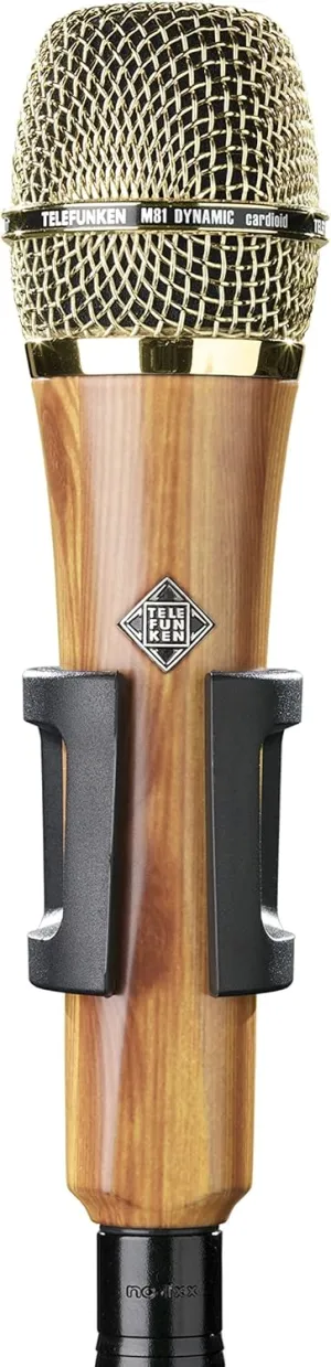 Telefunken M81 Custom Handheld Supercardioid Universal Dynamic Vocal Microphone, Oak Wood Body with Gold Grille