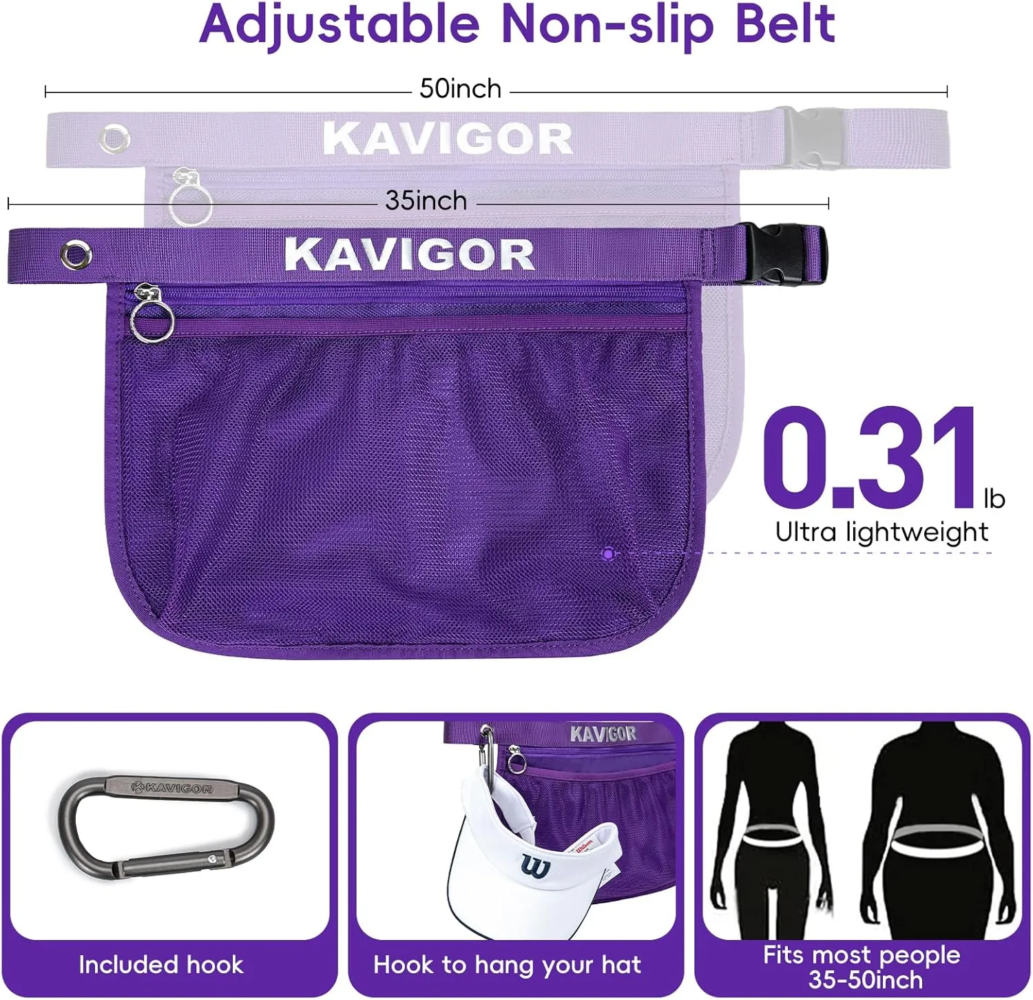 Tennis & Pickleball Ball Holder Waist Pouch Holds 8-10 Balls, Multi-Functional Sports Belt Bag with Zipper Pocket and Carabiner