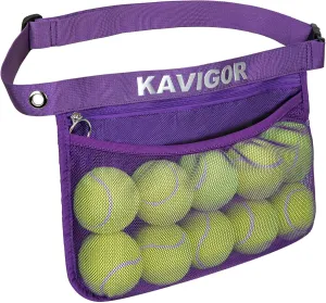 Tennis & Pickleball Ball Holder Waist Pouch Holds 8-10 Balls, Multi-Functional Sports Belt Bag with Zipper Pocket and Carabiner