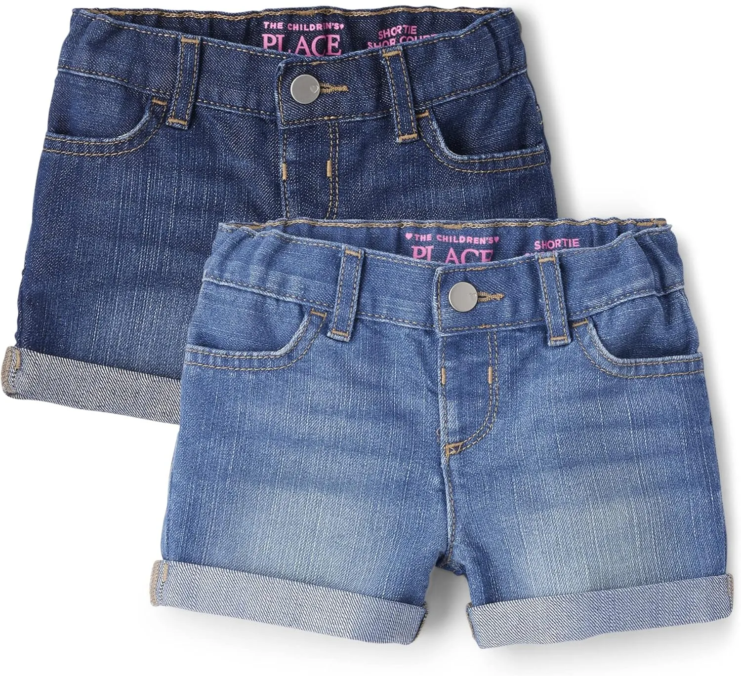 The Children's Place Baby Girls Roll Cuff Denim Shortie Shorts