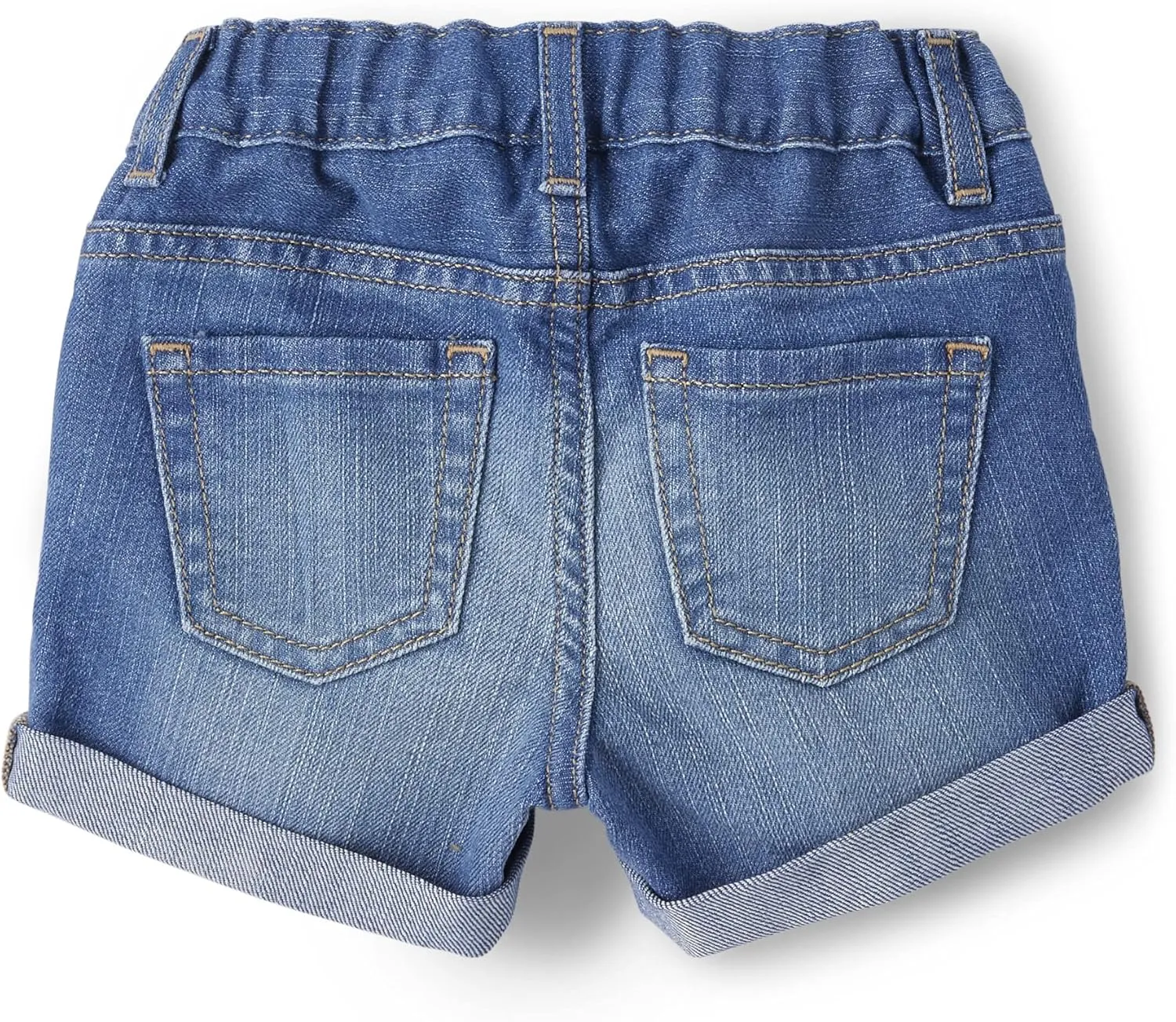 The Children's Place Baby Girls Roll Cuff Denim Shortie Shorts
