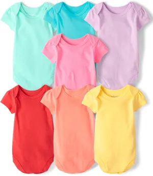 The Children's Place Baby Girls' Short Sleeve Bodysuits, Multipack