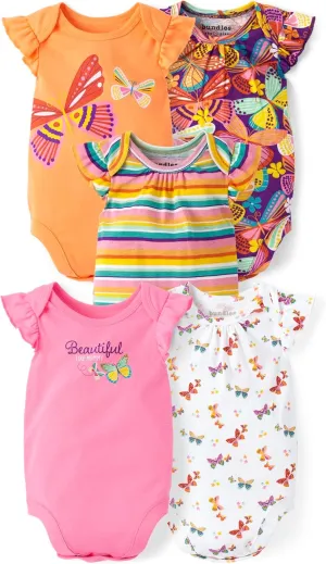The Children's Place Baby Girls' Short Sleeve Bodysuits, Multipack