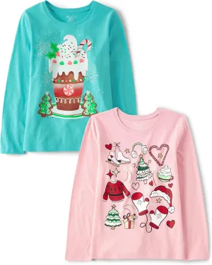 The Children's Place Girls' All Holidays Long Sleeve Graphic T-Shirts,multipacks