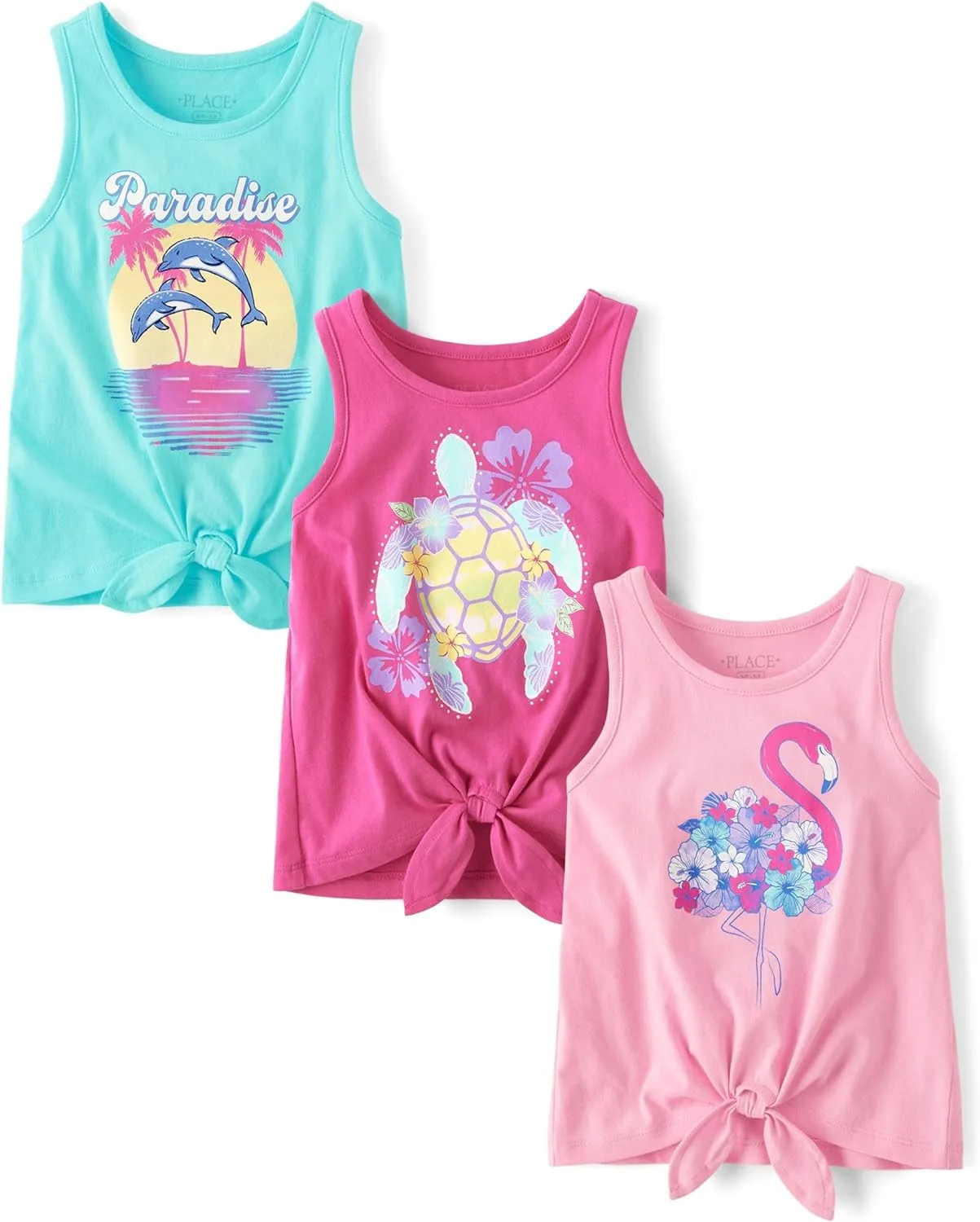 The Children's Place Girls' Assorted Sleeveless Tie Front Tank Tops