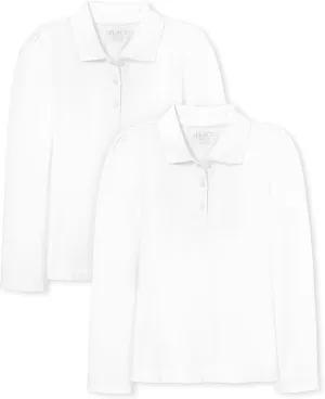 The Children's Place Girls' Long Sleeve Pique Polo 2 Pack