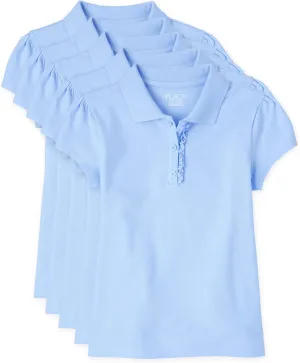 The Children's Place Girls Short Sleeve Ruffle Pique Polo Multipack