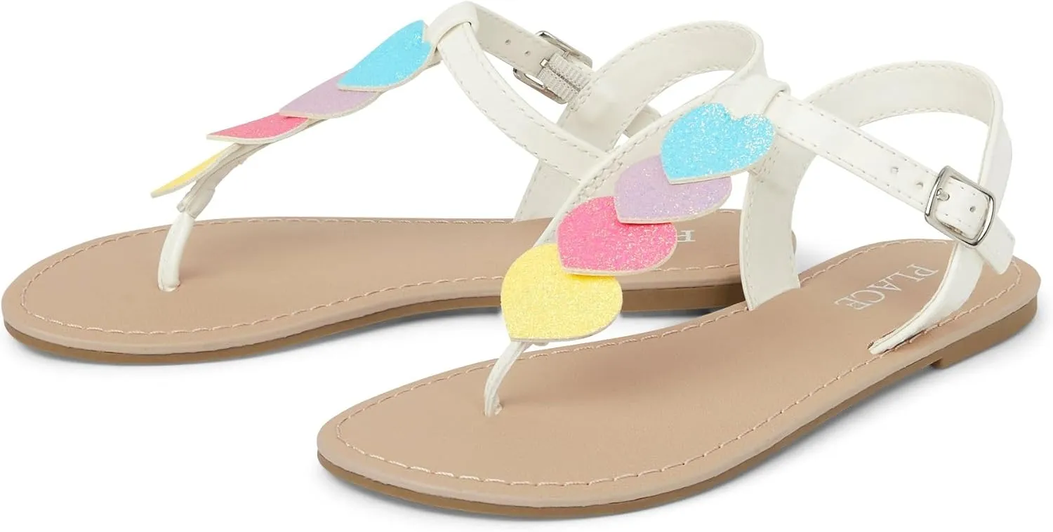 The Children's Place Girls T-Strap Sandals with Adjustable Ankle Strap