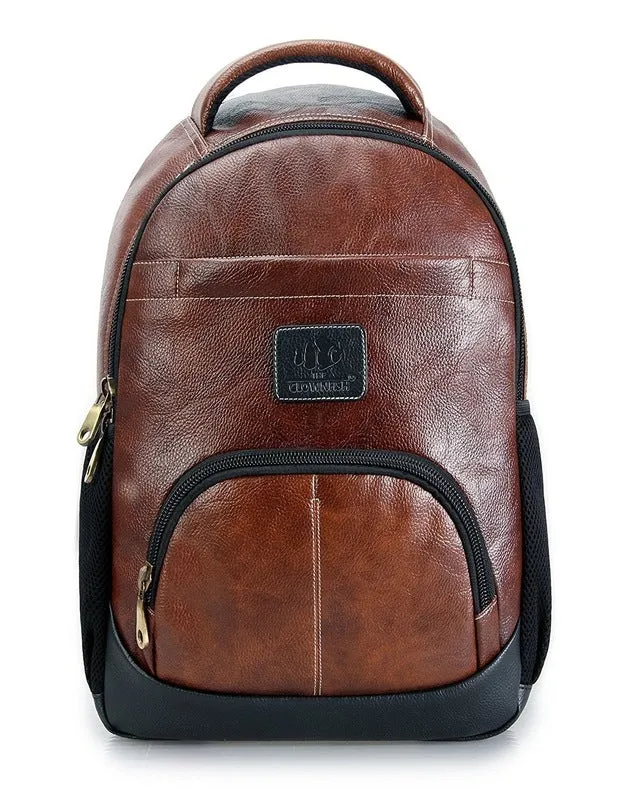 THE CLOWNFISH Signature Series Leatherette 25 Ltr Brown Laptop Backpack