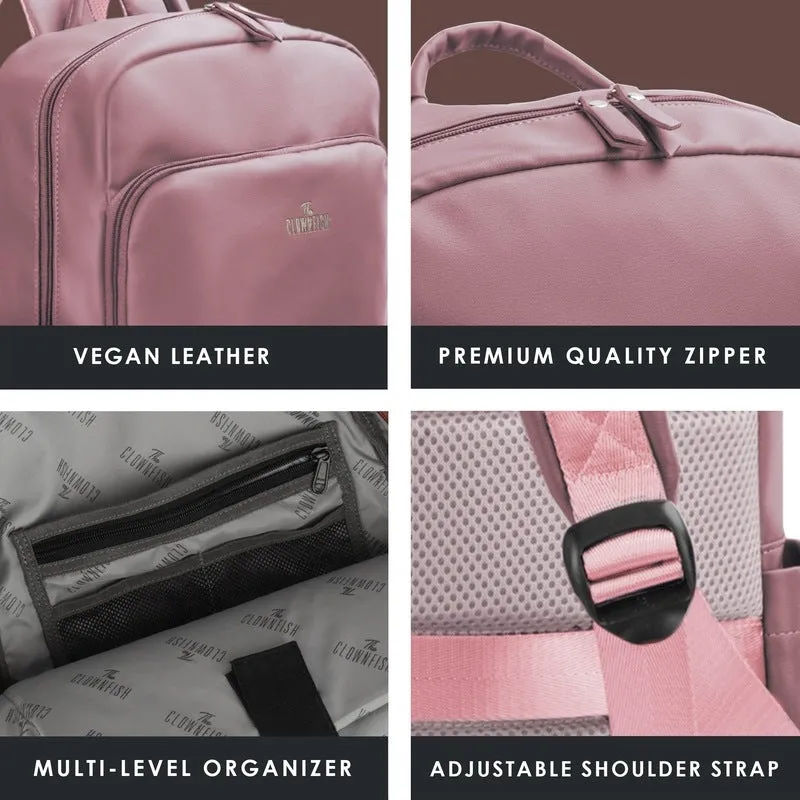 THE CLOWNFISH Women's Laptop Backpack - Stylish & Spacious | Lightweight | 19L | Light Pink