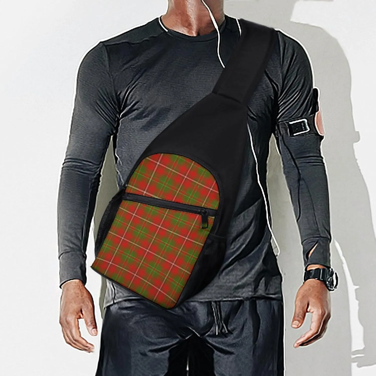 The Look of Warm Oak Wood Grain Texture Portable Chest Bag, Large Capacity Single Shoulder Chest Bag