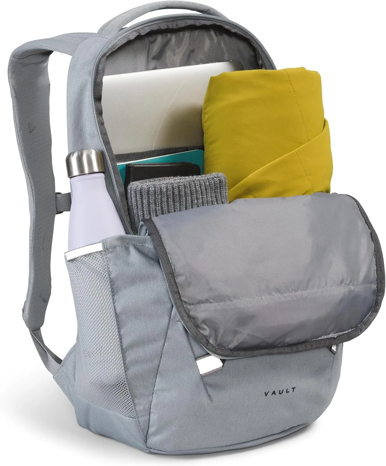 THE NORTH FACE Vault Everyday Laptop Backpack - PFAS Free, Mid Grey Dark Heather/TNF Black-NPF, One Size