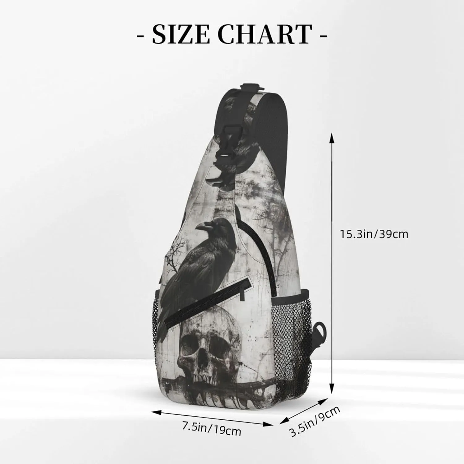 The-Raven And Skull Sling Backpack Hiking Backpack Crossbody Bag Sports Lightweight And Durable Chest Bag Shoulder Bag For Women Men