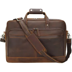 TIDING Genuine Leather Briefcase for Men Office 17 Inch Laptop, Vintage Attache Case