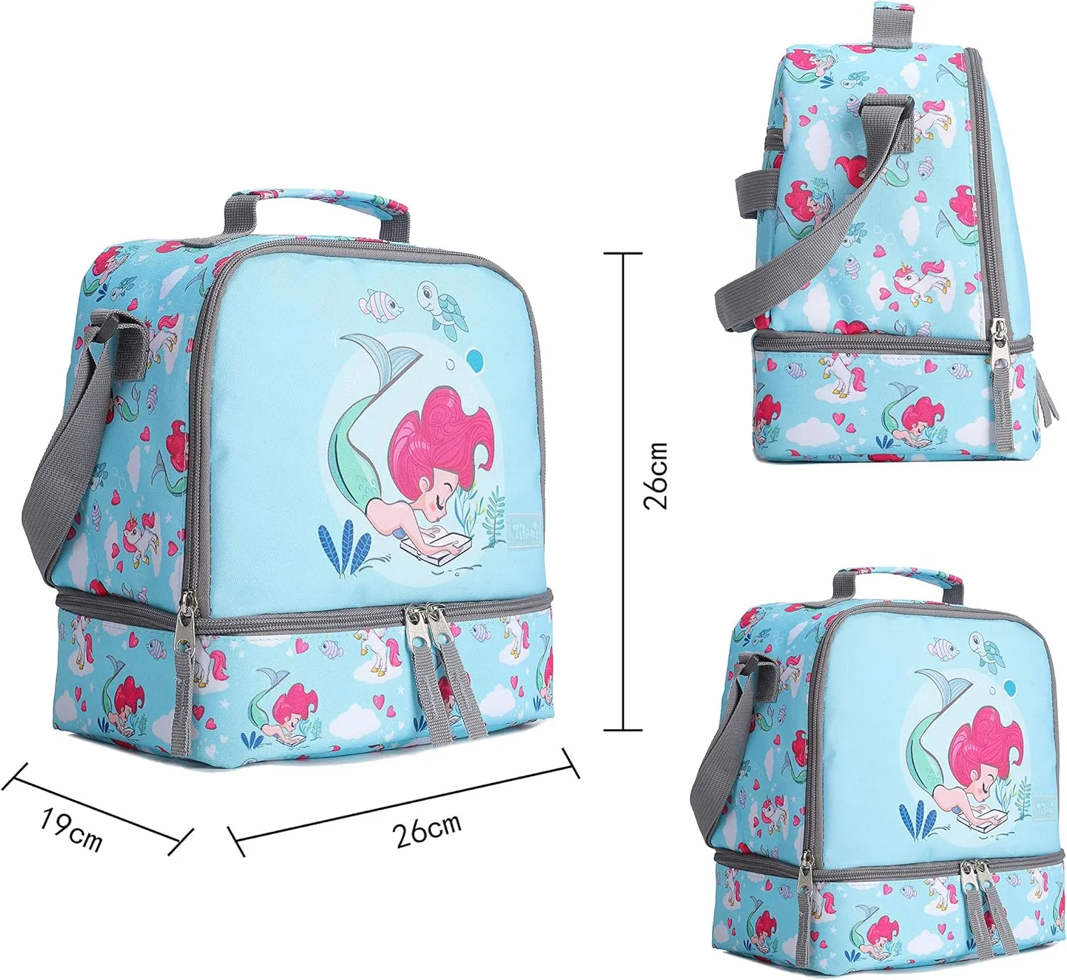 Tilami Rolling Backpack 19 inch with Lunch Bag Wheeled Laptop Backpack, Mermaid Blue