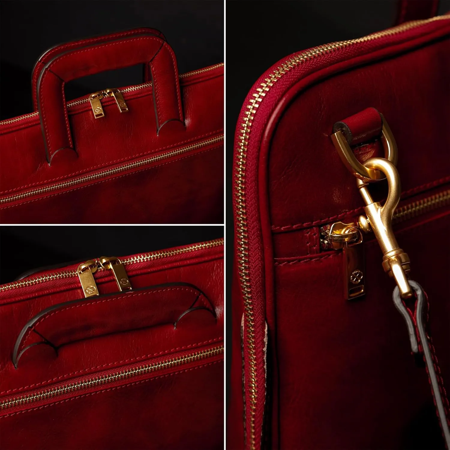 Time Resistance Slim Leather Briefcase - Italian Handmade Leather Computer Bag - Briefcase for Men and Women - Laptop Bag